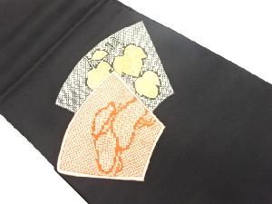 引箔地紙に鹿の子・葉模様名古屋帯